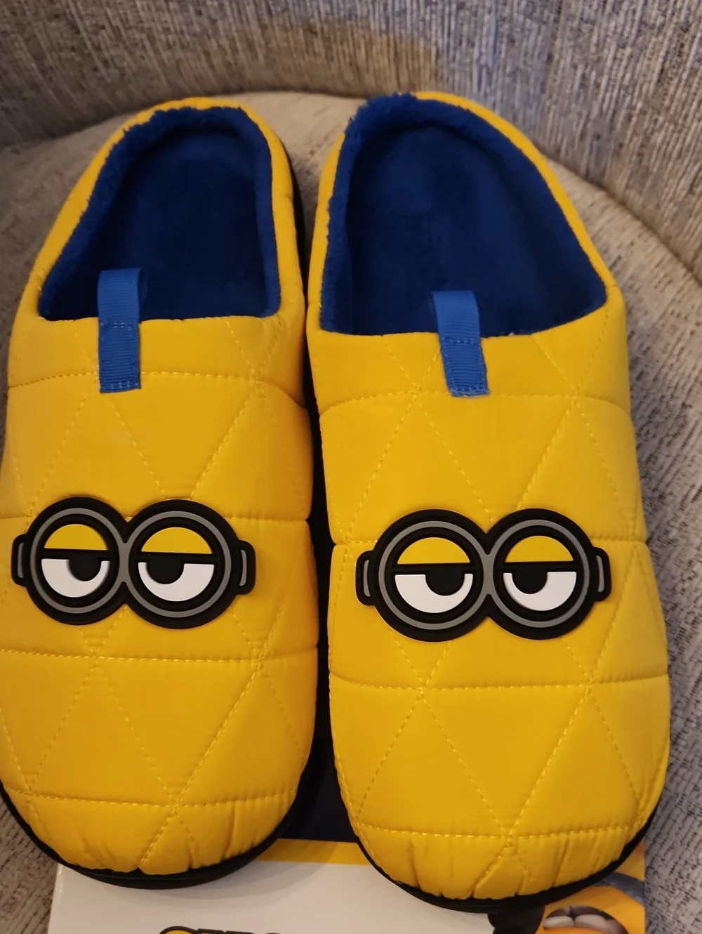 Yellow Quilted Slip-On Loafers with Character Accent